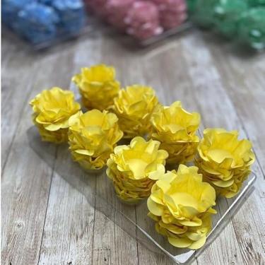 Imagem de Kit com 120 Forminhas para Doces Finos Modelo Flor Luxo – Linha Style – Ideal para Casamentos, Festas e Decoração de Mesa Elegante(AMARELO ACQUA (CANDY),40 UNIDADES)
