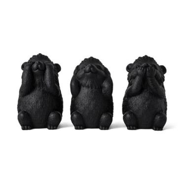 Imagem de Kit Escultura Porco Espinho Sábio em Cimento Preto Mart 16833