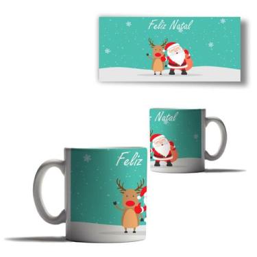 Imagem de Caneca Porcelana Feliz Natal Papai Noel Boneco Neve Arvore 1 - Enjoy S