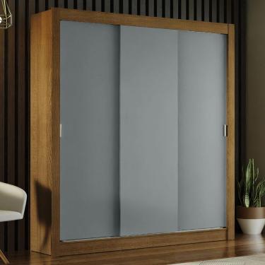 Imagem de Guarda-roupa Casal Mônaco 3 Portas De Correr Rustic/Cinza