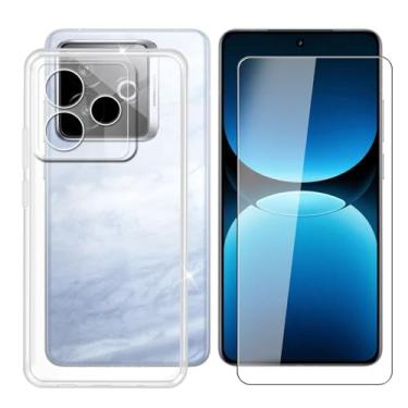 Imagem de Capa para celular Realme GT7 (6,8 polegadas) + vidro temperado, capa à prova de choque, capa de silicone macio antiarranhões transparente + protetor de tela de dureza 9H