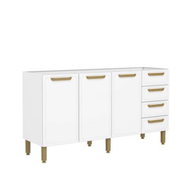 Imagem de Balcão De Aço 3 Portas 4 Gavetas Branco Bella Bertolini Branco