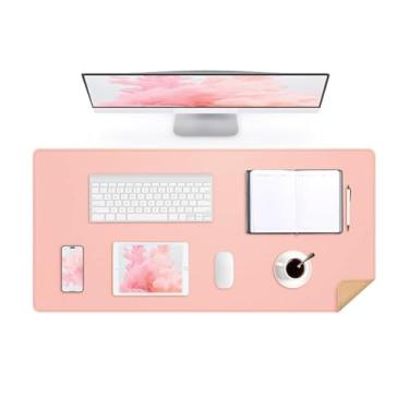Imagem de Tapete de mesa de couro antiderrapante, à prova d'água, teclado de mesa para laptop, mouse pad grande para escritório, trabalho, casa, decoração (rosa, 70 x 30 cm)