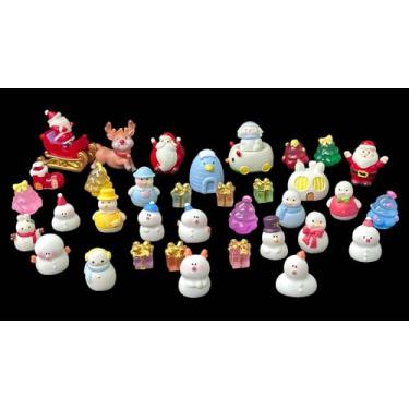 Imagem de Mini enfeites de resina de boneco de neve de Natal, conjunto de estatuetas em miniatura, enfeites de sino de árvore de Natal para fazer garrafas faça você mesmo, decoração de artesanato de paisagem de