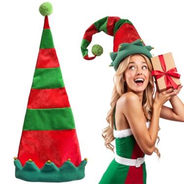 Imagem de gagift world Christmas Hat, Long Velvet Elf Hat with Jingle Bells for Elf Costume, Funny Hats for Men and Women Novelty Christmas Gifts for Adults Halloween New Year Festive Party Supplies