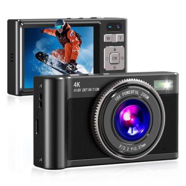 Imagem de Câmera digital Forc 4K com cartão de 64 GB, zoom 18X e anti-vibração