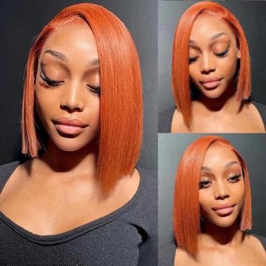 Imagem de Peruca PANDA ANGEL Ginger Orange Bob Lace Front Human Hair