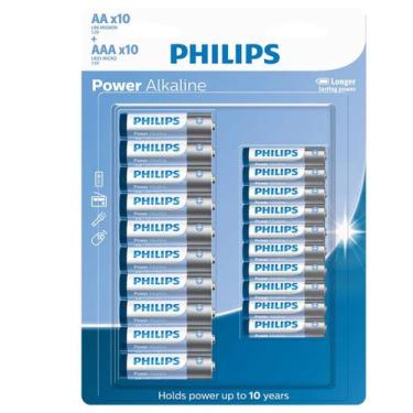 Imagem de Kit De Pilhas Alcalinas Aa E Aaa Philips 1,5v - 20 Unidades