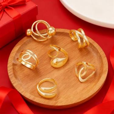 Imagem de 6 peças elegante anel de linhas de interseção estereoscópica unissex para homens e mulheres joias finas vida diária namoro decoração para festa de formatura