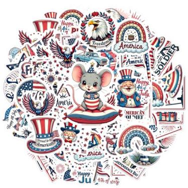 Imagem de 70 adesivos patrióticos da bandeira americana do Dia da Independência celebração da bandeira americana dos EUA brinquedo patriótico para laptop, motocicleta, bagagem, telefone, laptop, bagagem, álbum