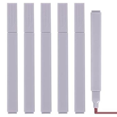 Imagem de PATIKIL Marcador estético, pacote com 6 canetas marcadoras de ponta larga à base de água, quadradas, coloridas, materiais de estudo para escritório, diário, uso doméstico, roxo