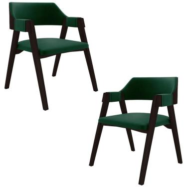 Imagem de Kit 2 Cadeiras Sala De Jantar E Jogos Carteados Madeira Maciça Poker Veludo Verde-tabaco G42 - Gran Belo