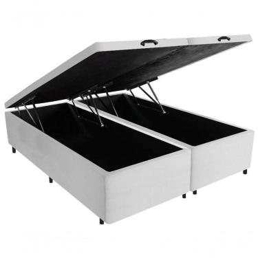 Imagem de Cama Box Baú Queen Bipartido Suede Branco 158x198