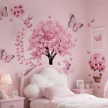 Imagem de ZARROUEA Decalque de parede de ramo de árvore, 4 folhas descasque e cole pássaros e folhas, adesivos de parede de folhas de árvore verde, mural de parede natural à prova d'água, 127 x 77 cm, vinil