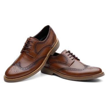 Imagem de Sapato Masculino Derby Couro Brogue Solado Blaqueado