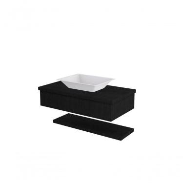 Imagem de Conjunto Bancada C-cuba Messina E Prateleira Metrópole 805 Nogal Preto ônix