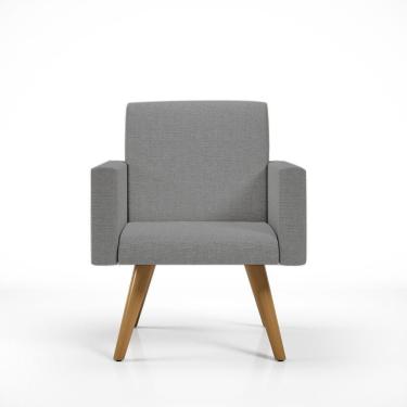 Imagem de Poltrona Cadeira Escritório Recepção Tecido Linho Grafite