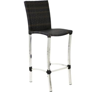 Imagem de Banqueta Cannes Alumínio Alta Balcão Fibra Sintética Trama Pedra Ferro