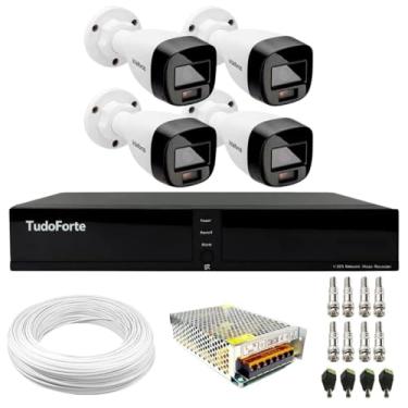 Imagem de Kit 4 Câmeras Intelbras VHD 1220 B G8 Full Color Bullet Full HD Multi HD IR 20m + DVR Tudo Forte TFHDX 3304 4 Canais