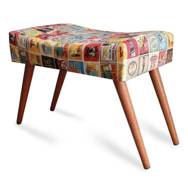 Imagem de Puff Cama Inbox Las Vegas Retangular Com Pés Em Madeira Maciça Tecido Suede