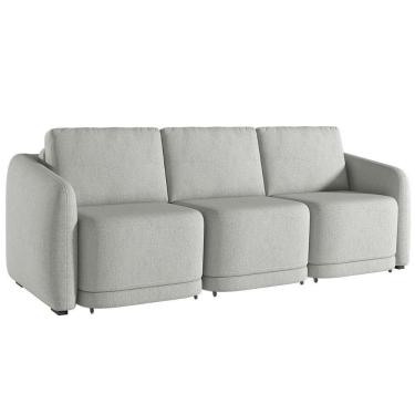 Imagem de Sofá Cama Casal Para Sala 276cm Polska K04 Linho Cinza - Mpozenato