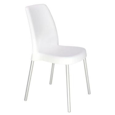 Imagem de Cadeira Tramontina Vanda Branca Sem Braços Em Polipropileno Com Pernas Anodizadas Tramontina