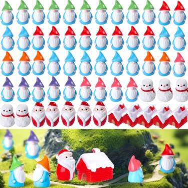 Imagem de ATOWORLD 60 peças estatuetas de Natal em miniatura gnomos de resina para esconder minúsculos gnomos para jardim de fadas ao ar livre estatuetas escuras acessórios para vaso de flores de mesa de férias