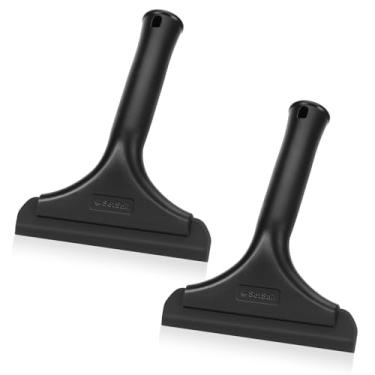 Imagem de SetSail Rodo de chuveiro para portas de vidro, rodo pequeno para porta de vidro de chuveiro, mini rodo de silicone para limpeza de janelas de carros, 2 pacotes, todo preto