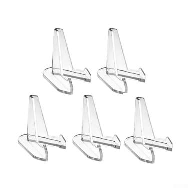 Imagem de Suporte de exibição de moeda comemorativa de acrílico, 5 peças, cavalete triangular transparente para moedas, medalhas, cartões de visita, fotos, pratos pequenos, conchas, casa, museu, exposição B