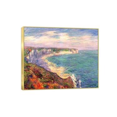 Imagem de Famosa imagem de paisagem de arte de parede - impressões em tela - penhascos - pintura com moldura dourada para sala de estar banheiro decoração de casa 30 x 35 cm 12 x 13 polegadas