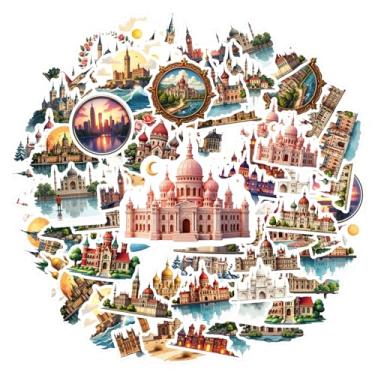 Imagem de 35 peças de arquitetura marco castelo palácio histórico adesivos de PVC adesivos artísticos de papelaria para telefone faça você mesmo, laptop, scrapbook, bicicleta, laptop, motocicleta, bagagem