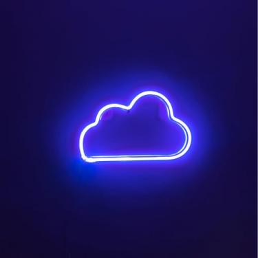 Imagem de Luminária Placa Led Neon - Letreiro de Luz Parede USB Pilha(Nuvem Azul)