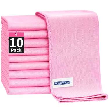 Imagem de HOMERHYME Pano de limpeza de microfibra - pacote com 10 panos de limpeza de óculos, panos de limpeza de janela de 40,6 cm x 35,5 cm, panos de polimento sem fiapos para óculos de vidro, aço inoxidável