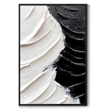 Imagem de Quadro minimalista preto e branco moderno abstrato texturizado arte contemporânea preto e branco pintura abstrata impressão minimalista tela de montanha texturizada decoração de parede sala de estar