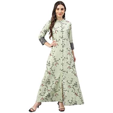 Imagem de Idalia Kurta de algodão estampado feminino grande verde sálvia