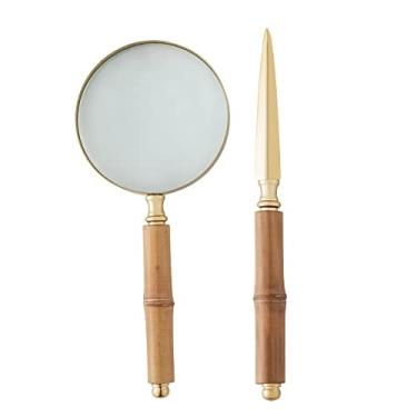 Imagem de WOLFF - Conjunto Abridor de Carta e Lupa Aço Inox C/Cabo Bambu Dourado