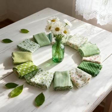 Imagem de 40 peças de tecido quadrados de algodão, materiais de costura com padrão floral amarelo para projetos de bricolage e materiais de artesanato