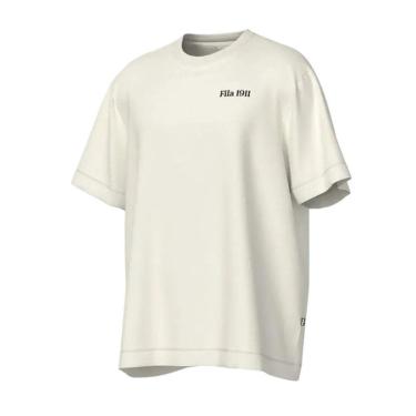 Imagem de Camiseta Fila Over 1911 Union Masculina Off White / Preto M-Masculino