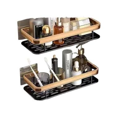 Imagem de SUPORTE PARA SHAMPOO PARA USO NO BANHEIRO NA PAREDE de alumínio suporte organizador multiuso(KIT 1-Ouro Preto-triângulo)