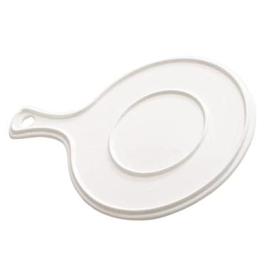 Imagem de Prato de pizza de cerâmica com alça para servir pratos de jantar para pizza, bife, macarrão, salada, porcelana, pratos de jantar, bandejas, branco, tamanho G, pratos de jantar (tamanho: 29 x 20,5 cm)