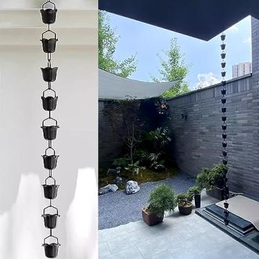 Imagem de WEBSID Calhas de desvio, correntes de chuva, correntes de drenagem de beirais, coletor de chuva de pétalas para decoração de calha, corrente de desvio de água de chuva ajustável, correntes de drenagem