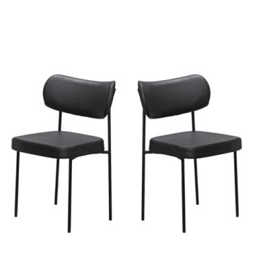 Imagem de Kit 2 Cadeiras Estofadas Leather Para Sala Jantar em Aço-Preto Onix EdeCasaMoveis
