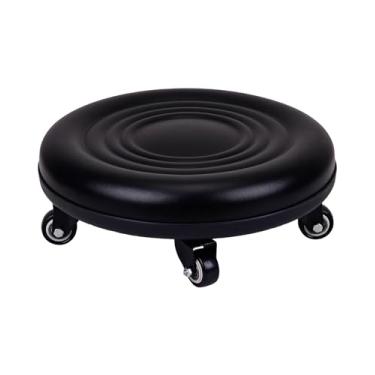 Imagem de Vapaa taide Banqueta de rodinhas com 5 rodas moderna banco baixo para escritório doméstico masculino Wemen Girl Shop Salão cozinha garagem ou sofá apoio para os pés preto