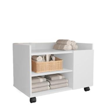 Imagem de Gabinete Multiuso com Rodízios e Gaveta Ideal armário para Banheiro suporte moderno(branco)