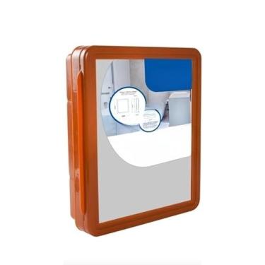 Imagem de Armario banheiro com espelho embutir sobrepor, Organizador com Prateleiras Internas - Ideal para Banheiros Pequenos e Modernos(Caramelo)