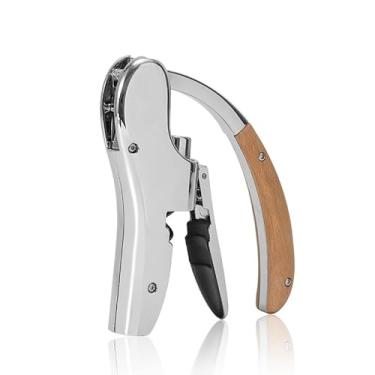 Imagem de Abridor de vinho de aço inoxidável compacto saca-rolhas vertical abridor de garrafas de vinho com cortador de folha