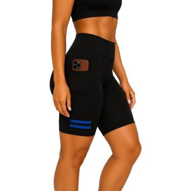 Imagem de Kit 3 Bermudas Ciclista Suplex Bolso Não Fica Transparente Cós Alto-Feminino