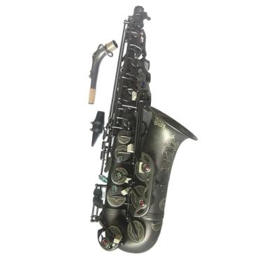 Imagem de Saxofone instrumento profissional latão alto saxofone E-flat preto fosco sax alto ligadura cana pescoço acessórios para instrumentos musicais