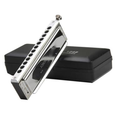 Imagem de Gaita profissional escala cromática 10 12 16 furos chave C adulto iniciante desempenho profissional (12 furos)