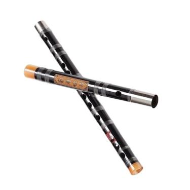 Imagem de Flauta de bambu, flauta vintage, instrumento profissional para iniciantes preto E tune duas seções com acessórios
